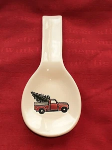 🎄Keramik Löffelablage - Roter LKW & Weihnachtsbaum 🌟Rustikal🌟 - Bild 1 von 5