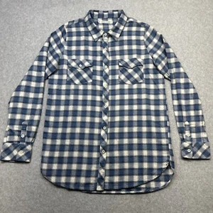 Volcom Top Women Medium Blue Plaid Boyfriend Preppy Casual Comfort Cozy - Picture 1 of 12