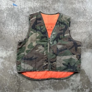 Vintage Woodland Camo reversible Hunting vest Large - Picture 1 of 8