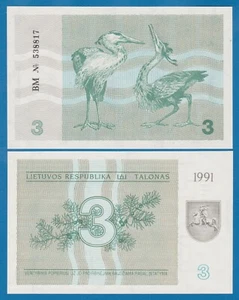 Lituania 3 Talonas P 33b 1991 UNC (P 33 b) - Imagen 1 de 1