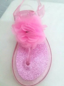 SANDALS CONTOURED FLOWER DESIGN "CLOSEOUT" "MOST SIZE'S" "PINK or CLEAR" - Picture 1 of 9