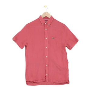 Lacoste Linen Shirt Mens Size S Pink Coral Short Sleeve Regular Fit - Picture 1 of 15