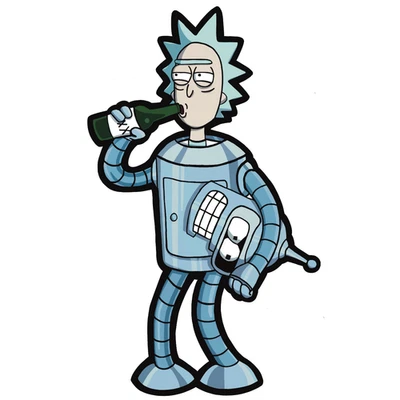 Calcomanía de vinilo personalizada "Bender Rick Space Drunk" Futurama Rick Morty Foto 1 de 3