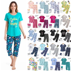 2Pcs Ladies Pyjamas Summer Set COTTON Tops Pants Lounge Wear Nightwear Plus Size - Picture 1 of 33