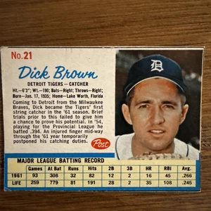 1962 Post Cereal Baseball  Dick Brown #21 - Picture 1 of 2