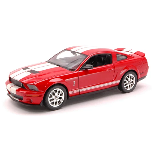 SHELBY COBRA GT 500 2007 RED WITH WHITE STRIPES 1:24 Welly Auto Stradali Modelli - Immagine 1 di 1
