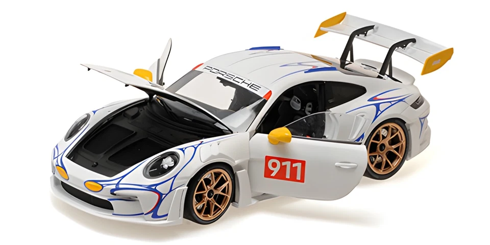 1 18 MINICHAMPS Porsche 911 (992) Gt3Rs White & Yellow 2023 110062042 Model