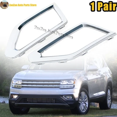 1 par de cubiertas de marco de luz antiniebla delantera cromada para Volkswagen Atlas 2018-2020 Foto 1 de 4