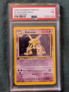 PSA 7 Near Mint 1st Edition Alakazam 1/102 (Base Set) Holo FRENCH Pokemon Card - Picture 1 of 4