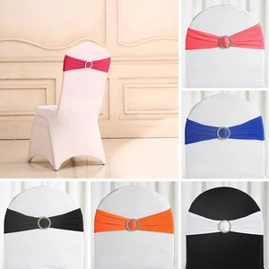 20 Spandex CHAIR SASHES with Silver Round Buckles Wedding Party Decorations SALE - Picture 1 of 188