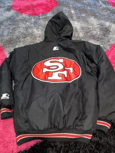 CHAQUETA ACOLCHADA DE COLECCIÓN AÑOS 90 NFL SF 49ERS STARTER CON CAPUCHA Puffer M Team Shield Logo - Imagen 1 de 9