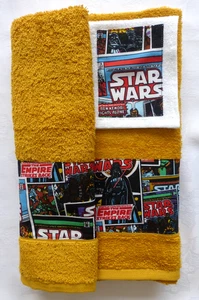 STAR WARS Superhero Darth Vader Kenobi - 3 piece. Bath, Hand towel & Flannel #2 - Picture 1 of 2