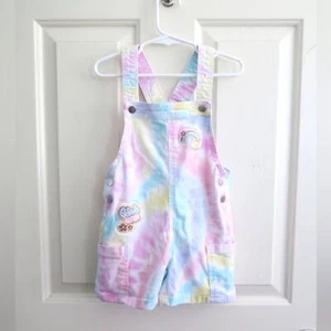 4T Pastel Tie Dye Patch Overalls - Picture 1 of 4