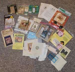 Cross Stitch Beaded Kits LOT 20+ Patterns Floss Fabric+ Mill Hill Dimenstions++ - Picture 1 of 7