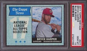 2017 Topps Heritage 377 Bryce Harper Blue Border PSA 10 Gem Mint 50 made - Picture 1 of 1