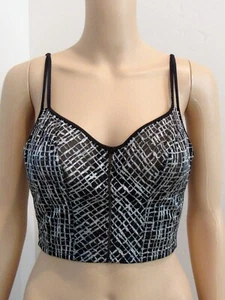 Sujetador Wonderbra Bustier Correa Ajustable Top Negro Plata Gancho Cierre Ojo 34B - Imagen 1 de 8