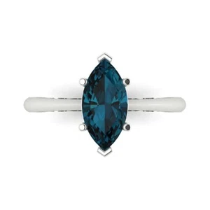 1.5 tcw Marquise Cut  Vintage Engagement Ring, 14K White Gold Topaz Bridal Gift - Picture 1 of 15