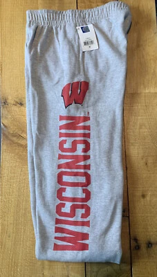 Men's Wisconsin Badgers NCAA Gray Cotton Workout Athletic Sweatpants XL NWT - Image 1 of 2