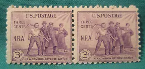 3c National Recovery Act (NRA)-MNH Attached Pair-Scott #732-Issued 1933 - Picture 1 of 2