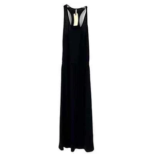 New Lanston Black Maxi Dress Womens Small Racerback Pullover Scoop Neck - Picture 1 of 4