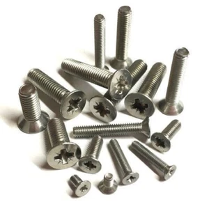 M5 (5mmØ) POZI COUNTERSUNK MACHINE SCREWS A2 STAINLESS POZIDRIVE CSK BOLTS GWR - Picture 1 of 8
