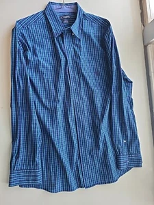 Chaps Men’s xxl Long Sleeve Button Down Shirt Stretch Easy Care Blue Black Light - Picture 1 of 8