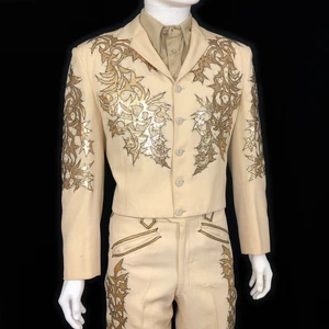RARE VINTAGE 1950’s Nudie Rodeo Tailor Custom Ivory/Gold Suit - Bild 1 von 24