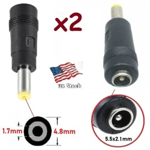 2-Pack DC Power 5.5x2.1mm Female Jack to 4.8x1.7mm Male Plug Converters (F) - Picture 1 of 6