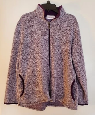 Chaqueta polar morada Stan Herman mediana para mujer cremallera completa con bolsillos - Usada en excelente estado  Foto 1 de 4
