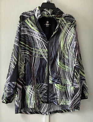 Chaqueta de Entrenamiento Lularoe Rise Talla XL Determinada Ligera Negra con Verde Gris Foto 1 de 4