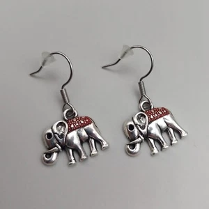 Red Elephant Hook Earrings – Lucky Boho Gift for Her - Picture 1 of 36