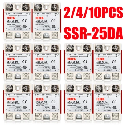 Módulo de relé de estado sólido SSR-25DA 2-10 PIEZAS 25A CC 3V-32V a CA 24V-380V EE. UU. Foto 1 de 4