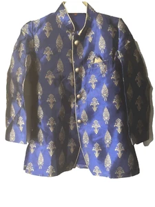 Jungen Sherwani Kinder Mantel 7 bis 8 Jahre Jungen blau bedruckt Sherwani - Bild 1 von 13