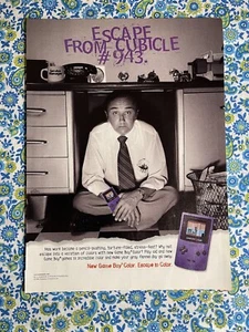 Vintage 1998 Game Boy Color Print Ad Escape To Color Man Under Desk - Picture 1 of 7