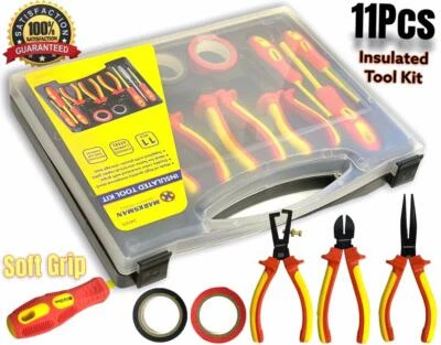MARKSMAN 11PCS Electricians Screwdriver Set Electrical Fully Insulated Tool w/ Kit Case