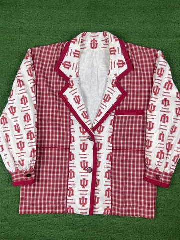Vintage Indiana Hoosiers Blazer Coat Jacket Adult Size Medium NCAA White Red Cover