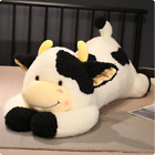 90cm Plush Cow Toy Cute Cattle Soft Long Pillow Stuffed Animals Doll Bed Black