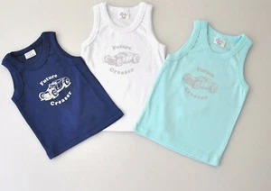 CAMISETA SIN MANGAS HECHA A MANO PARA BEBÉS NIÑOS NIÑOS 100% ALGODÓN ORGÁNICO EUROPEO - Imagen 1 de 19