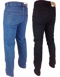Mens Slim Fit Original Super Basic Denim Jeans W28-40 Black Blue Plain Casual - Picture 1 of 5