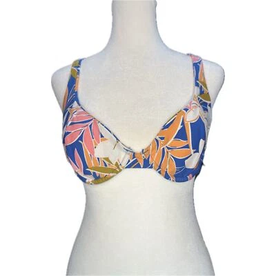 Top de bikini Volcom Hot Tropics con aros XS floral azul verdadero traje de baño nuevo con etiquetas Foto 1 de 4