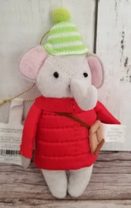 2024Target Wondershop Fabric Elephant w/Red Puffer Coat Christmas Ornament NEW - Picture 1 of 2