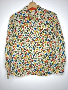Talbots Womens Blouse Multicolor Leaves Roll Tab Sleeves Button Up Petite Size P - Picture 1 of 7