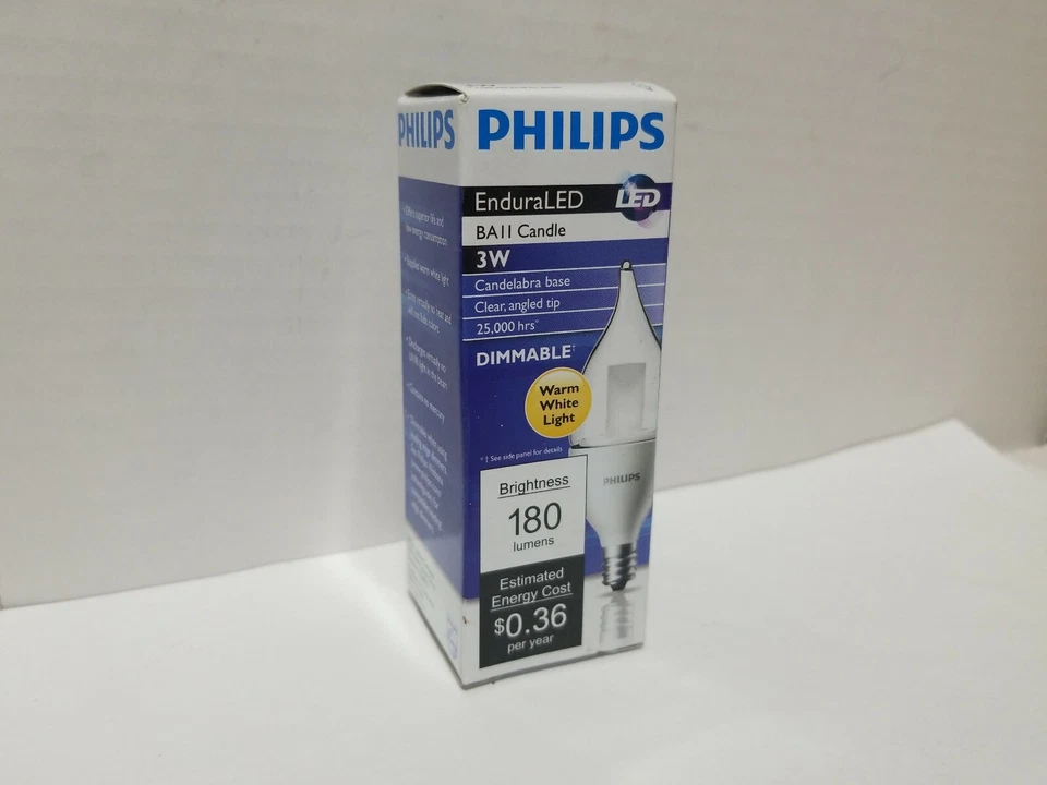 Phillips Endura LED BAII Vela 3W Luz Blanca Cálida Candelabro Base Regulable Foto 1 de 1