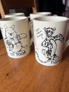 Vintage Disney Sketch Pad Mug Set of 4 -Winnie the Pooh, Tigger, Piglet & Eeyore - Picture 1 of 6