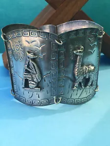 Bracelet Manchette Articulé en Laiton Argenté Pérou - Bild 1 von 7
