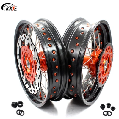 Llantas KKE 3.5/5.0" Supermotor Cush Drive aptas para KTM 690 SMC 2008-2011 naranja Foto 1 de 4