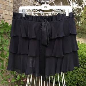 JUICY COUTURE NWT $101 BLACK SILK TIERED RUFFLED TOP SIZE M - Picture 1 of 5