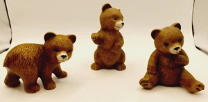 Vintage Homco Home Interior 3er Set Braunbär Jungen Figuren #1414 3” 3,25” 4” - Bild 1 von 12