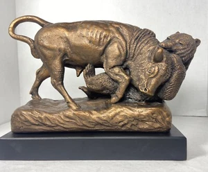Vtg MCM Austin Sculpture Signed "65 S. Merling Bull Bear Original 11.5" Bronze - Picture 1 of 16
