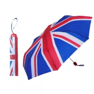 Unisex Union Jack rot weiß blau faltbare Handtasche kleiner Regenschirm brandneu - Bild 1 von 1